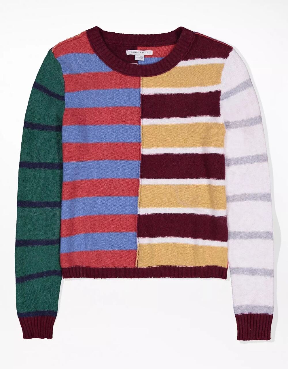 American Eagle Patchwork Crew Neck Sweater Size XS